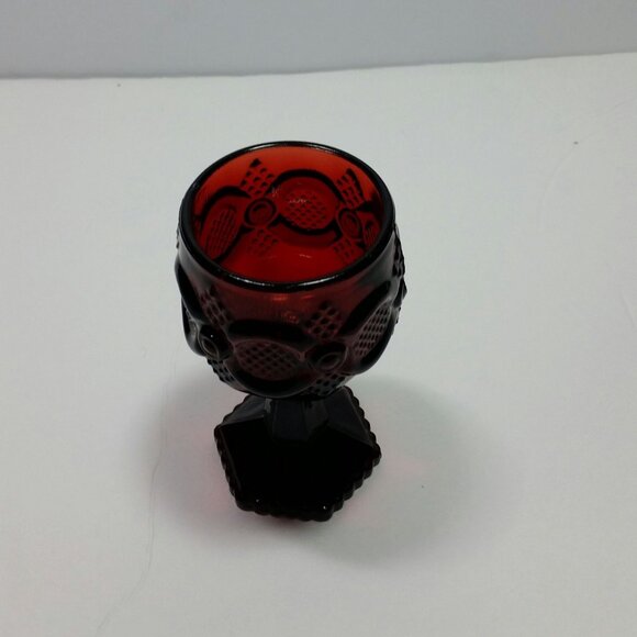 Avon 1876 Cape Cod Ruby Red Decanter and 5 Wine Goblet Set Sherry Cordial - Picture 8 of 10